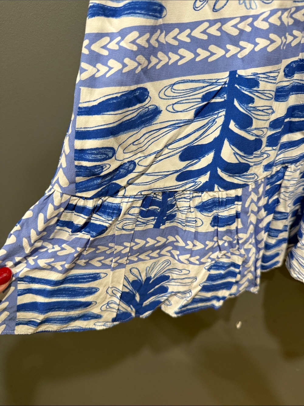 LOFT Blue & White Summer Tie-Waist Dress - Picture 6 of 9